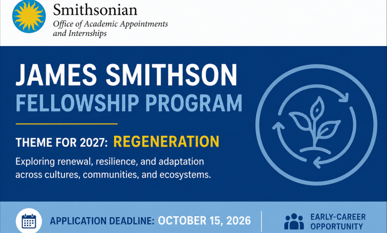 Bourse postdoctorale James Smithson 2027 – 8 octobre 2026