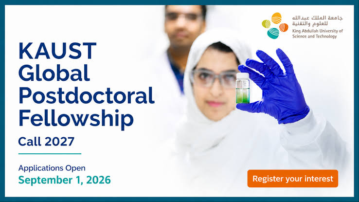 KAUST Global Fellowship Program 2027 : Post-doctorat – 28 octobre 2026