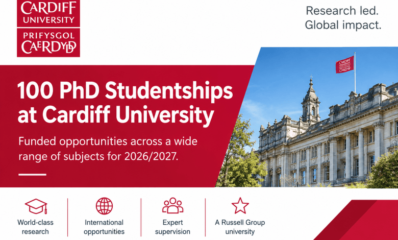 100 bourses de doctorat 2026/2027 à Cardiff University – 9 octobre 2026