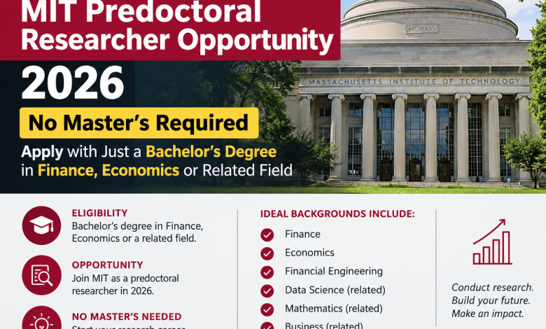 MIT Predoctoral Researcher in Finance & Public Policy – 30 octobre 2026