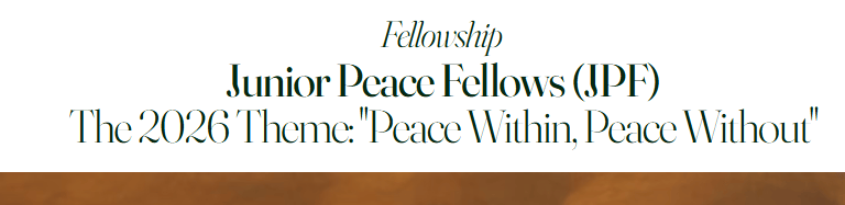 Junior Peace Fellows (JPF) 2027 : Programme Jeunes Talents