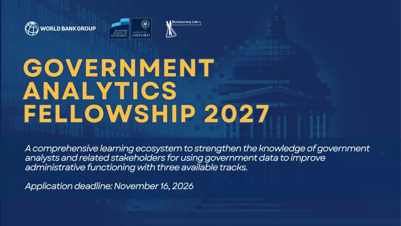 Bourse World Bank Government Analytics Fellowship 2027 – 10 octobre 2026