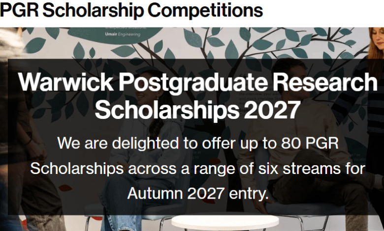Bourses de doctorat entièrement financées Warwick 2027 – 10 octobre 2026
