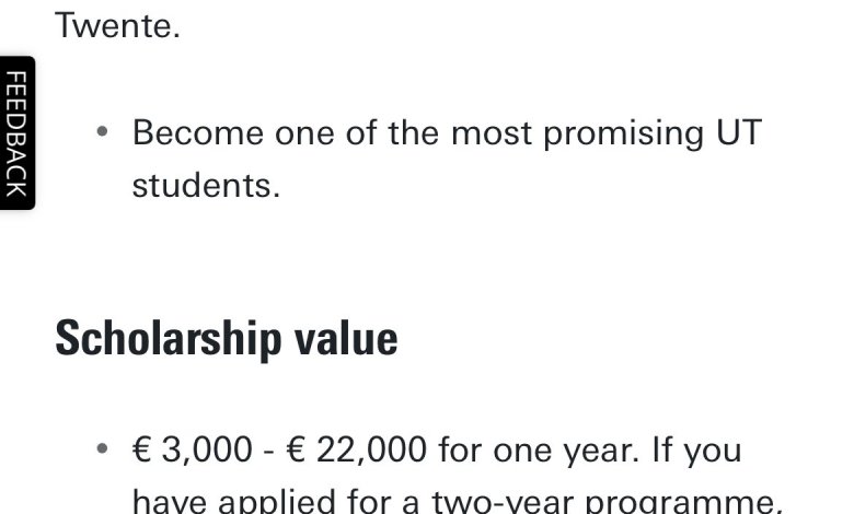 Bourse University of Twente 2027 : Jusqu’à 22 000 € – 12 octobre 2026