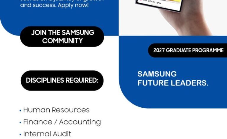 Samsung Graduate Programme 2027 : Stage 12 Mois en Afrique – 18 octobre 2026