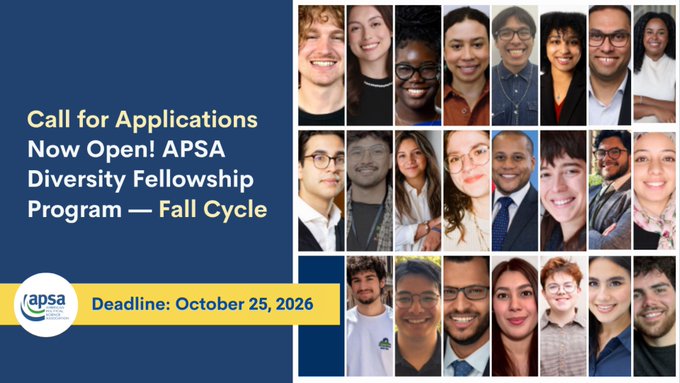 Bourse APSA Diversity Fellowship Program 2027-2028 – PhD – 20 octobre 2026