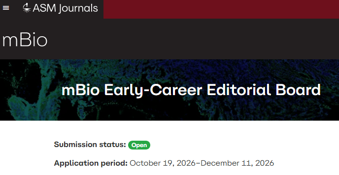 mBio Early-Career Editorial Board 2027-2028: Candidatures – 20 octobre 2026