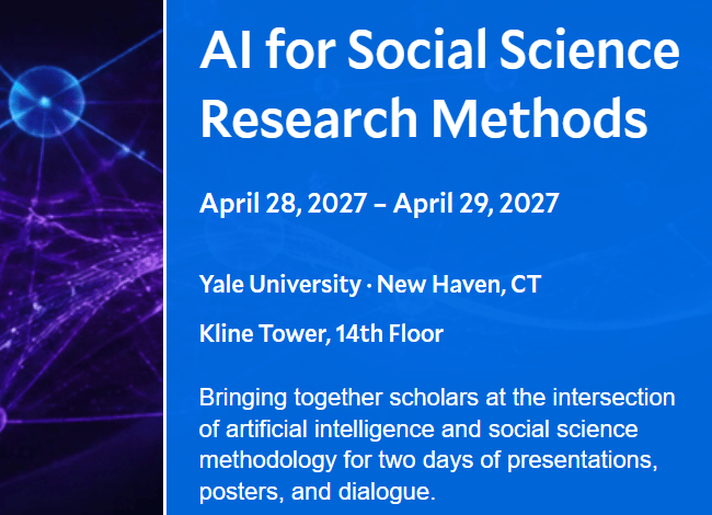 Conférence IA et Sciences Sociales 2027 à Yale – 20 octobre 2026