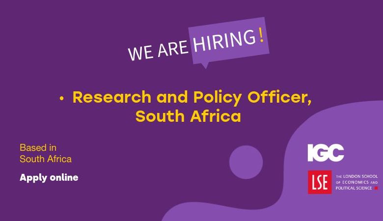Research and Policy Officer – IGC South Africa – 23 octobre 2026