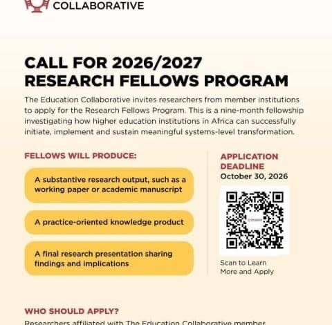 Education Collaborative Research Fellows Program 2026/27 – 23 octobre 2026