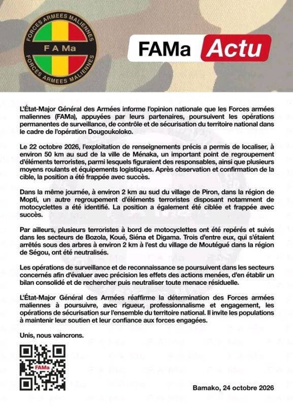 Operations militaires des FAMa et partenaires au Mali