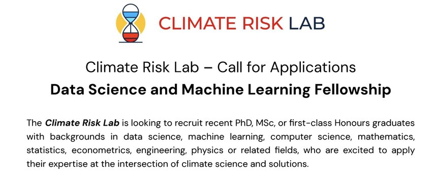 Climate Risk Lab Data Science Fellowship 2027 – 19 octobre 2026