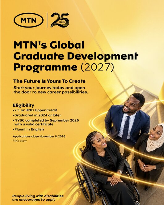 MTN Global Graduate Development Programme 2027 – 27 octobre 2026